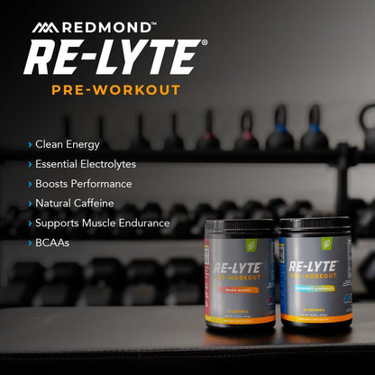 REDMOND Re-Lyte Pre-Workout Drink Mix, Blueberry Lemonade, 15.87oz