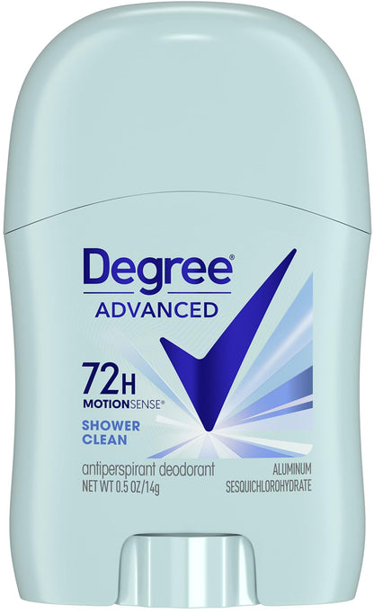 Degree Advanced Travel Deodorant Bulk Variety 24-Pack, 0.5 Oz Ea | 72H Body Heat Activated Mini Antiperspirant Deodorant Bundle | 12 Cool Rush for Men + 12 Shower Clean for Women