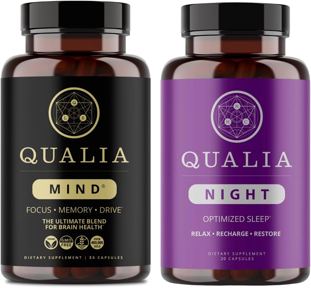 Qualia Mind & Qualia Night | Premium Nootropic Supplement for Mental Performance | Increase Focus | Deep Refreshing Sleep Support | (1 Week Supply)