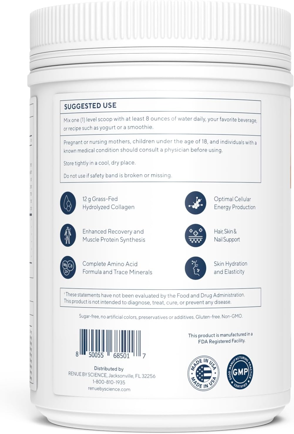 Renue By Science Skin & Body Essentials | Collagen Peptides Electrolytes Creatine & BCAA Powder | Collagen (12g) Creatine Monohydrate (4g) per Serving with Taurine & Glycine | Made in USA - Chocolate
