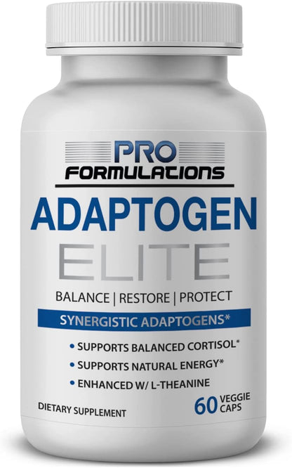 Pro Formulations MD Adaptogen Elite - Synergistic Blend - 60 vcaps - Balances Cortisol & Natural Energy - Enhanced with Rhodiola, Ashwagandha, Astragalus, Schisandra, Eleuthero, L-Theanine