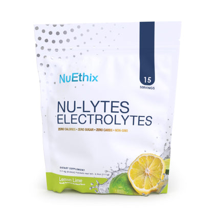 NuEthix Formulations NU-LYTES Electrolytes Hydration Packets, Zero Calories, Zero Sugar, Zero Carbs, Non-GMO, Electrolytes Powder Packets, Glycogen Replenishment, 15 Servings (Watermelon)