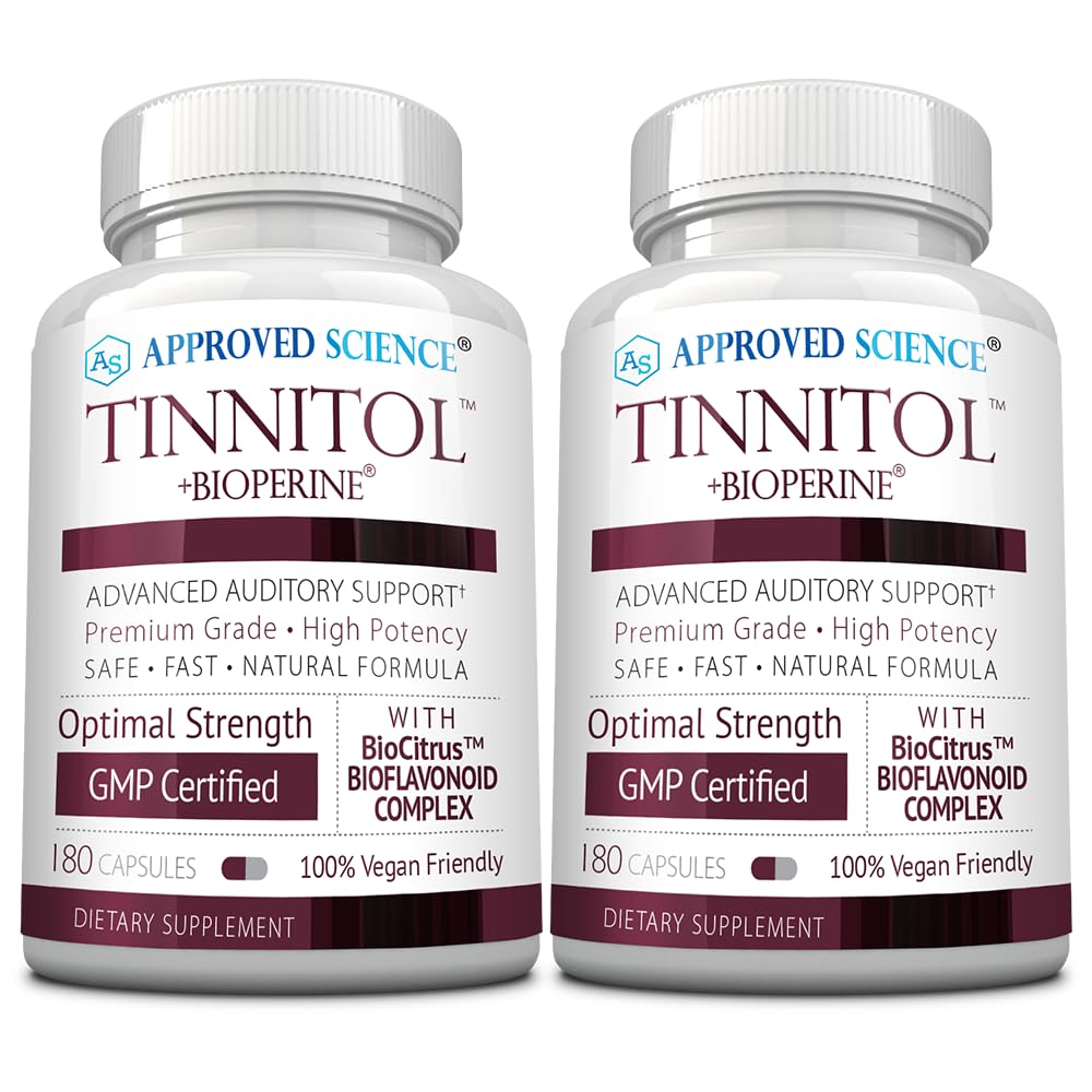 Approved Science Tinnitol - Tinnitus Support Supplement - Ease Ringing in The Ears - Boost Inner Ear Health - 60 Capsules - Made in The USA