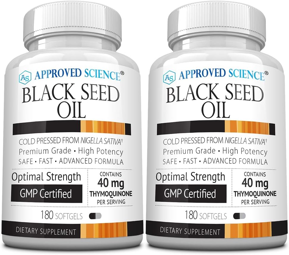 Approved Science Black Seed Oil - Cold Pressed Nigella Sativa - Boost Immunity, Respiratory, Cognitive, and Digestive Health - 2% Thymoquinone - 360 Softgels - Made in The USA