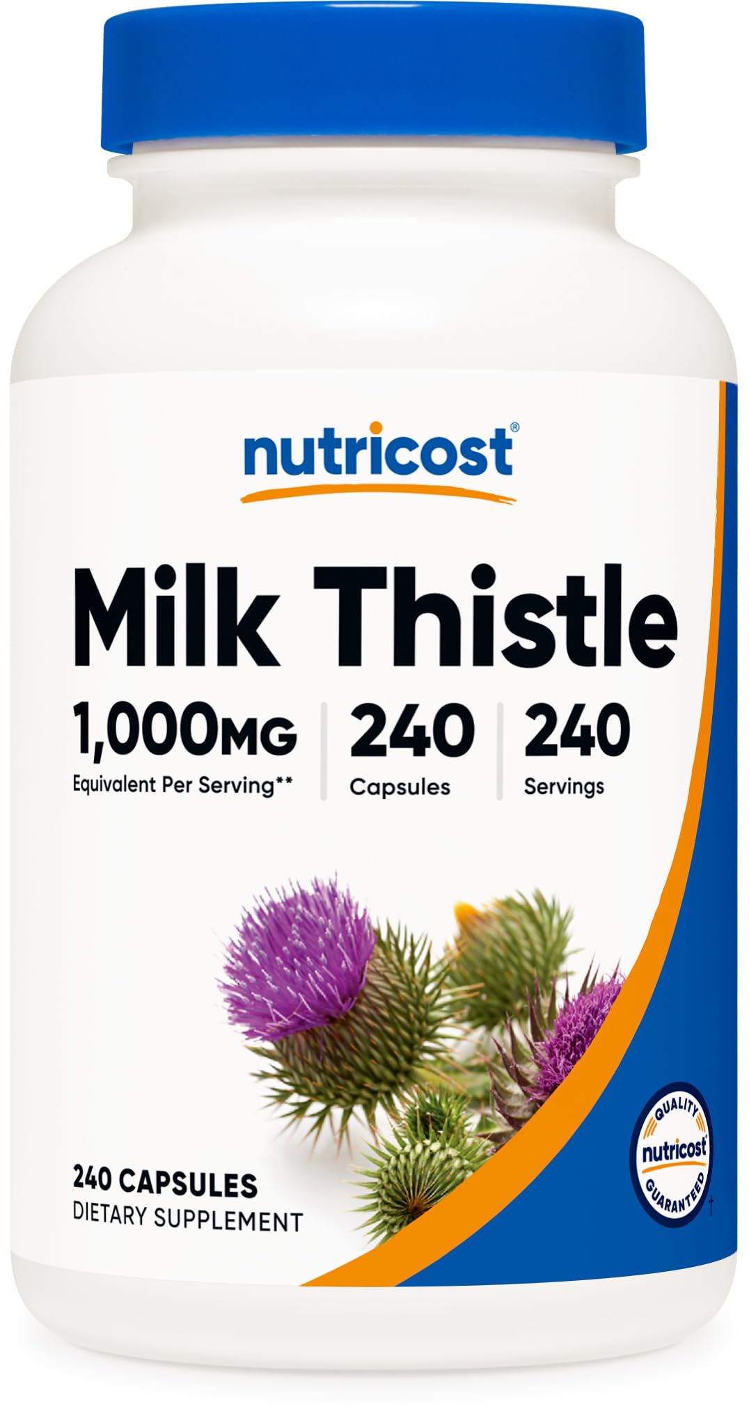 Nutricost Milk Thistle Extract 240 Capsules for 240 Servings Per Bottle - Vegan, GMO Free and Gluten Free
