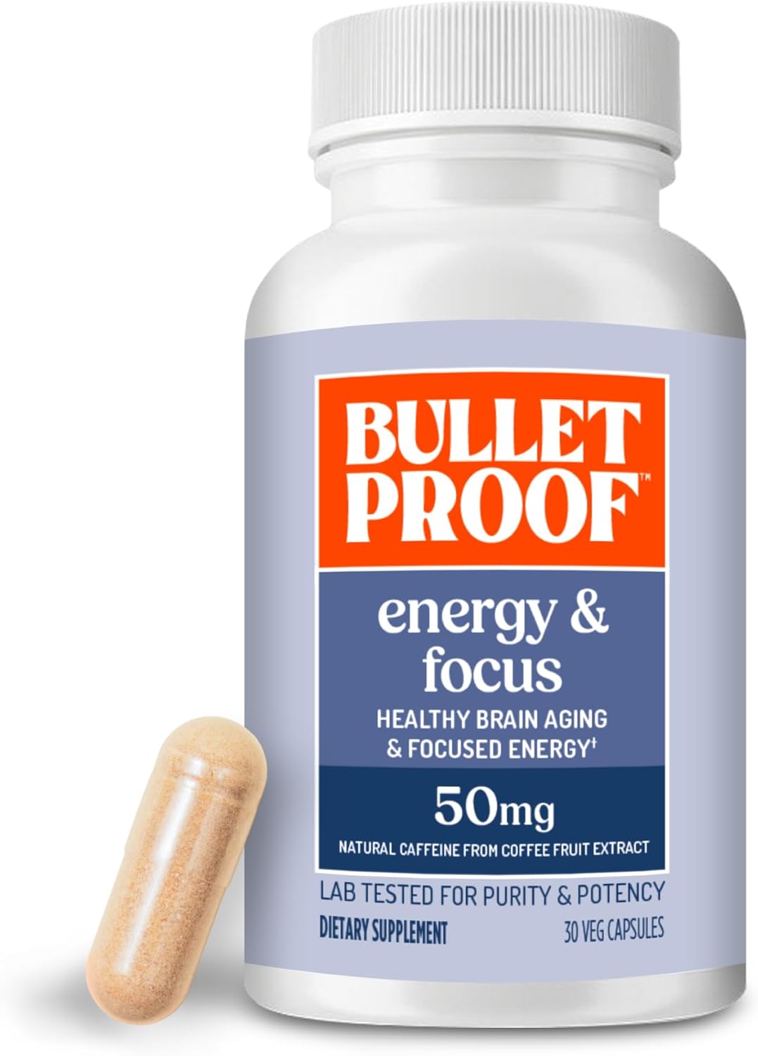 Bulletproof Energy and Focus Capsules, 30 Count, Natural Source of Caffeine Supplement for Memory and Clarity (Formerly NeuroMaster)