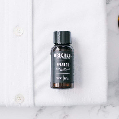 Brickell Men's Beard Oil for Men, Argan and Jojoba Oil to Strengthen and Soften Hair, With Vitamin E, 1 Ounce, Scented