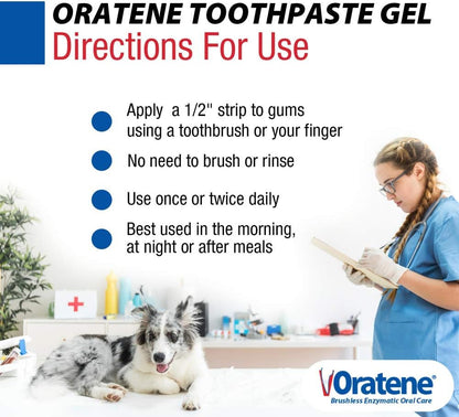 Pet King Brands ZYMOX Oratene Brushless Toothpaste Gel for Dogs and Cats, 2.5oz