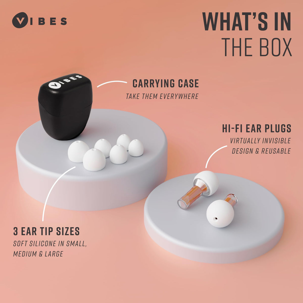 Vibes High Fidelity Ear Plugs - Invisible Earplugs for Music Concerts, Musicians, Motorcycl