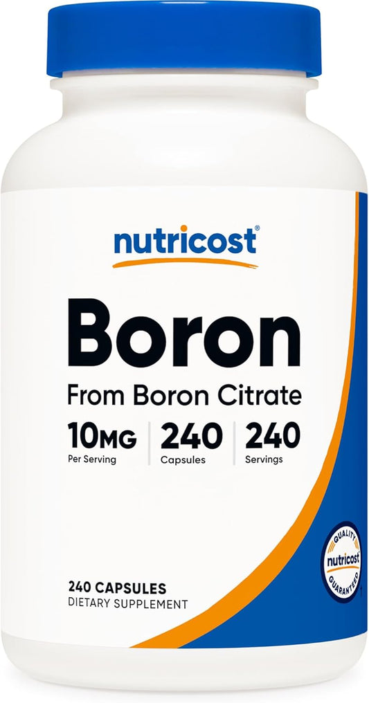 Nutricost Boron Capsules 10mg, 240 Vegetarian Capsules, Gluten Free | GMO-Free