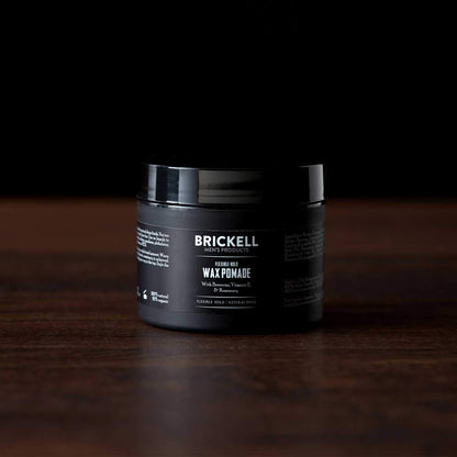 Brickell Men's Products Flexible Hold Wax Pomade for Men, Irritation Free, Natural Shine Hair Styling Product, With Shea Butter, Vitamin E, and Rosemary, 2 Ounce, Scented