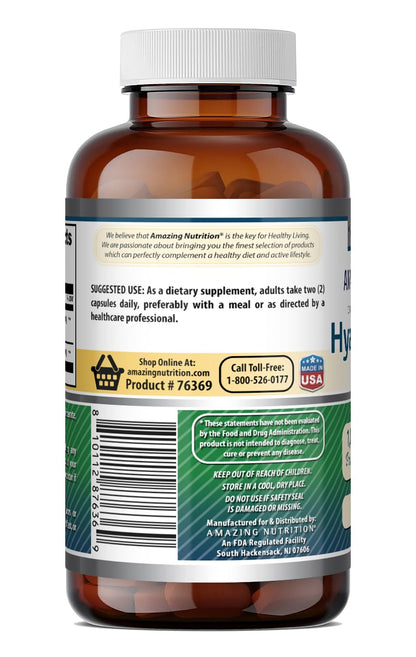 Amazing Formulas Hyaluronic Acid & MSM Supplement | 500 Mg | 120 Capsules | Non-GMO | Gluten-Free | Made in USA