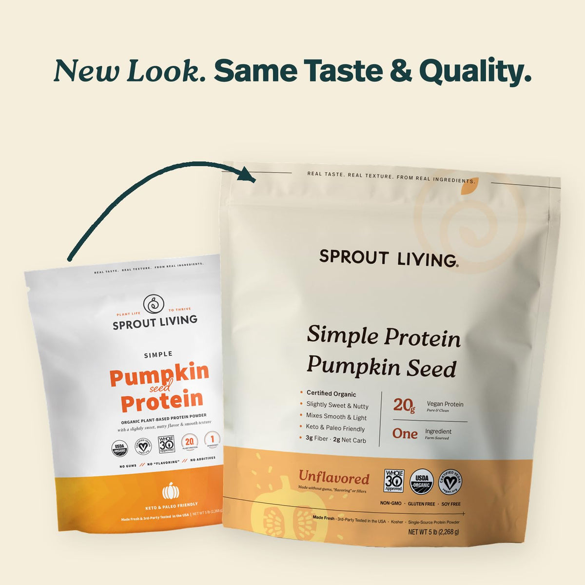 Sprout Living Organic Pumpkin Seed Protein Powder, Unflavored, 20 Grams of Plant Based Protein Powder Without Artificial Sweeteners, Non Dairy, Non-GMO, Vegan, Gluten Free (1 Pound, 14 Servings)