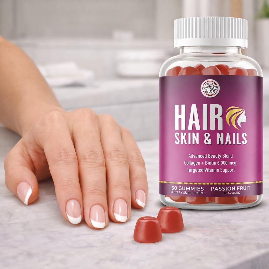 Grab The Gold Hair Skin & Nails Gummies Biotin Collagen Passion Fruit