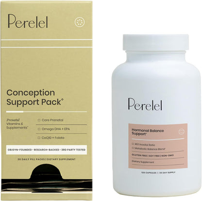 Perelel Conception Support Pack & Hormone Balance Support, Prenatal Multivitamin for Fertility Wellness & Womens Supplement to Support Female Health, 150 Pills