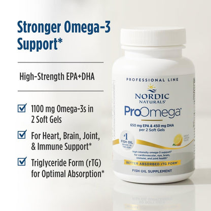 Nordic Naturals ProOmega, 1280 mg Omega-3, High Potency, Lemon, 90 Count | High Potency Fish Oil with EPA & DHA - Promotes Brain, Eye, Heart, & Immune Health - Non-GMO -90 servings