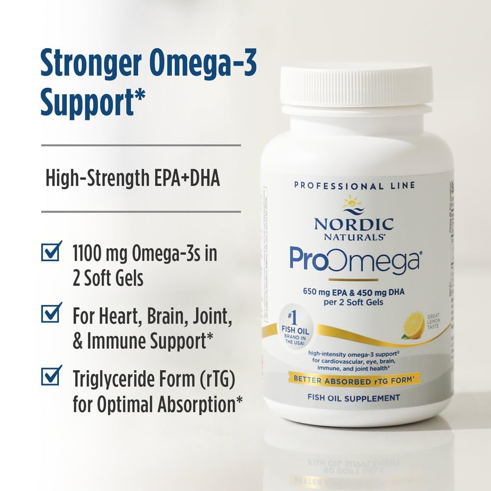 Nordic Naturals ProOmega, 1280 mg Omega-3, High Potency, Lemon, 90 Count | High Potency Fish Oil with EPA & DHA - Promotes Brain, Eye, Heart, & Immune Health - Non-GMO -90 servings