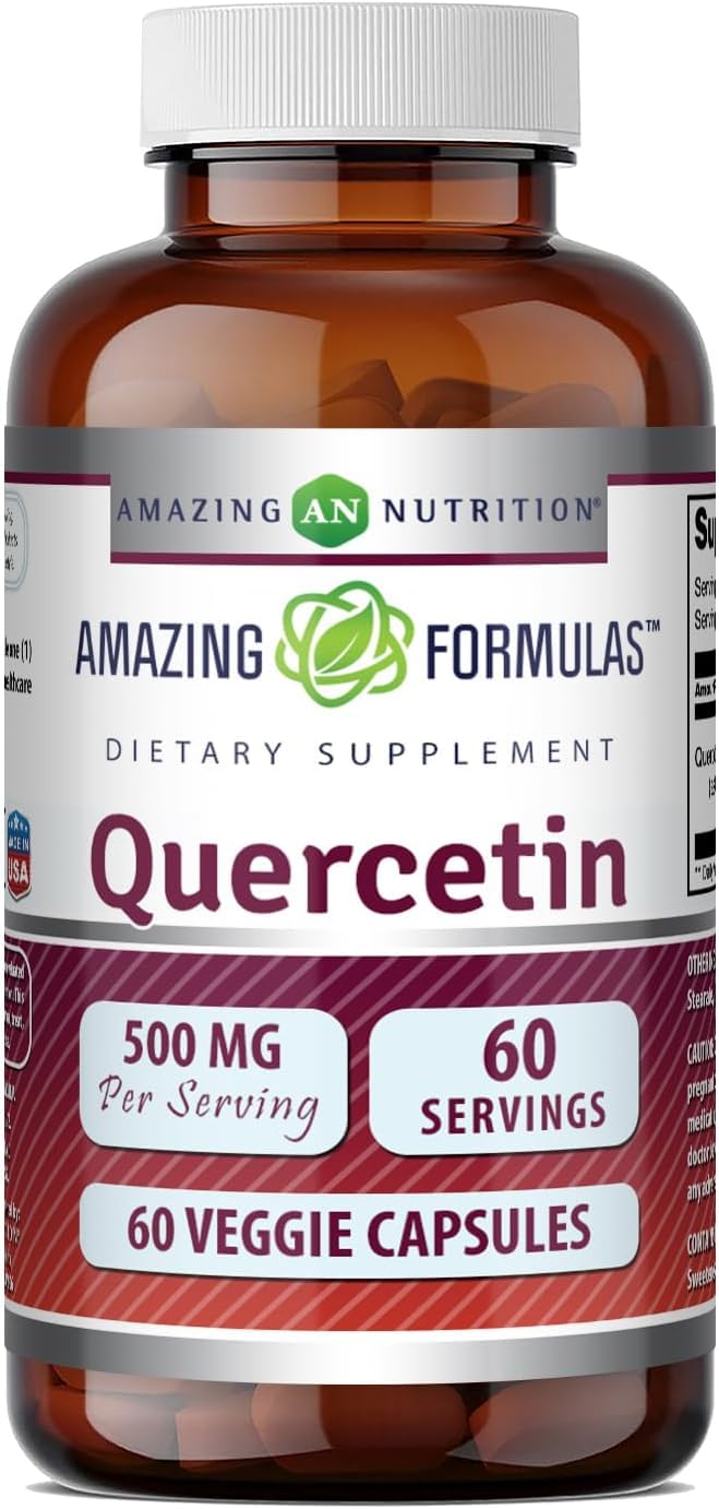 Amazing Formulas Quercetin 500mg Veggie Capsules Supplement | Non-GMO | Gluten Free | Supports Overall Health & Well Being (240 Count)