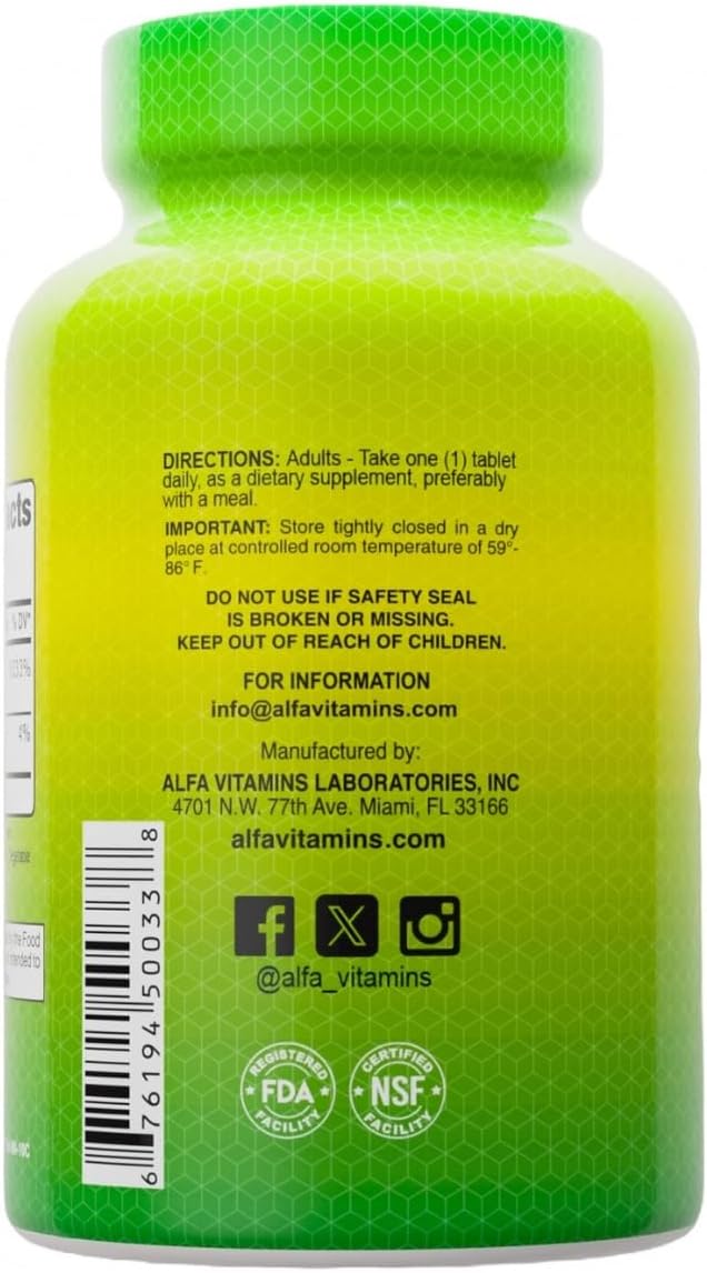 ALFA VITAMINS Vitamin B-1 100 Mg 100 Tablets. Thiamine
