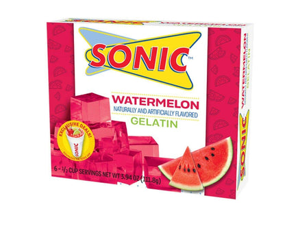 Sonic Gelatin Green Apple, Watermelon, Ocean Wave, Cherry Limeade 3.94oz Pack of 4