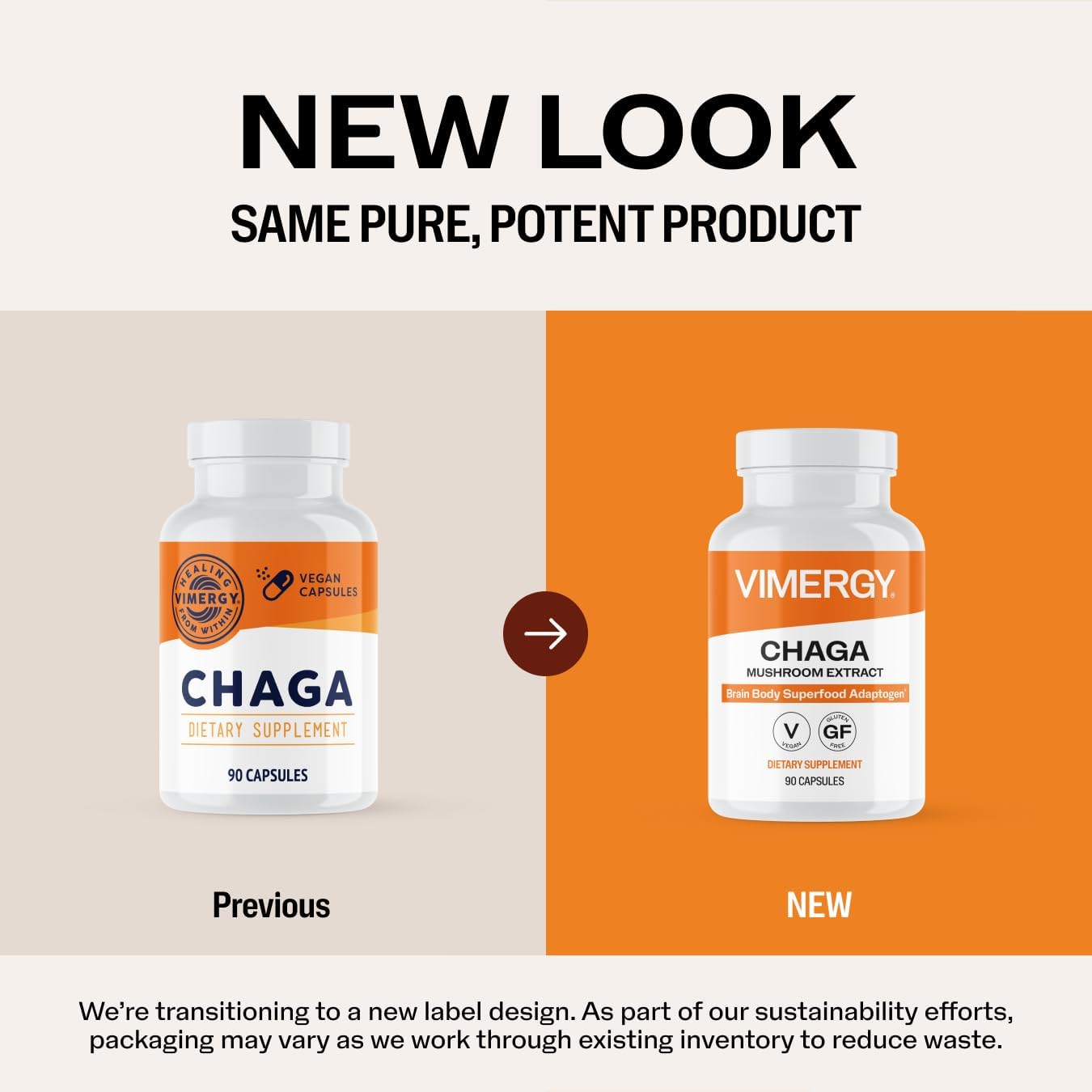 Vimergy Chaga Capsules – Superfood Cellular Support* – Cardiovascular Health Benefits* – Kosher, Vegan, Gluten-Free – 90 Capsules