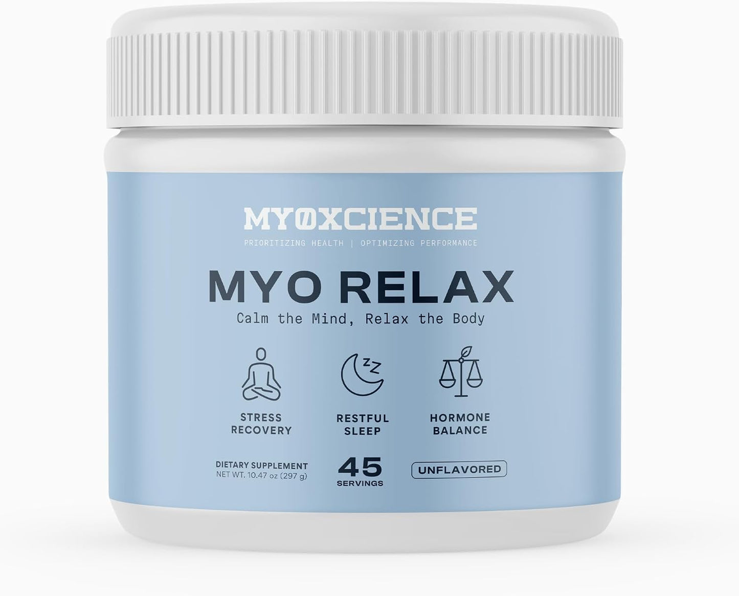 MYOXCIENCE Myo Relax & Calm | Myo-Inositol, L-Theanine, Taurine, Magnesium & GABA | Supports Sleep, Neurotransmitter & Hormone Support (Unflavored) (60 Servings)