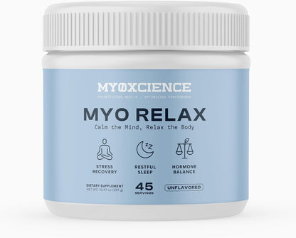 MYOXCIENCE Myo Relax & Calm | Myo-Inositol, L-Theanine, Taurine, Magnesium & GABA | Supports Sleep, Neurotransmitter & Hormone Support (Unflavored) (60 Servings)