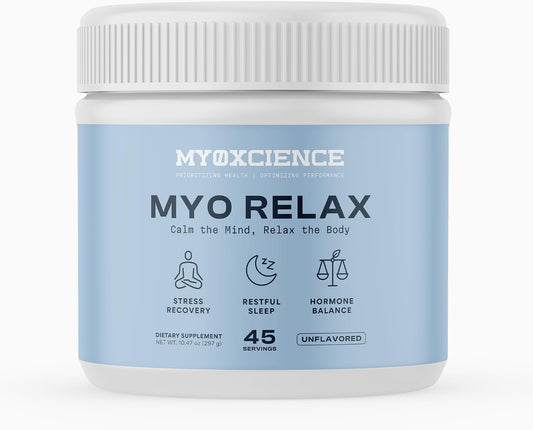 MYOXCIENCE Myo Relax & Calm | Myo-Inositol, L-Theanine, Taurine, Magnesium & GABA | Supports Sleep, Neurotransmitter & Hormone Support (Unflavored) (60 Servings)