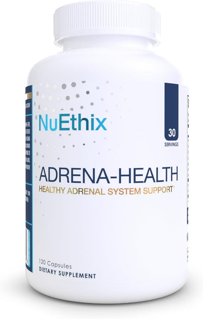 NuEthix Formulations Adrena-Health Dietary Supplement, Support Cortisol Health, Energy Levels, Mood Moderation, Adrenal Support Supplements for Women & Men, Fatigue Supplement - 120 Capsules