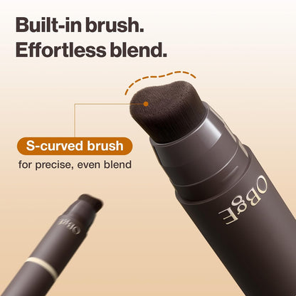 OBgE Natural Foundation Stick High Coverage with Brush #2 Beige, 0.49oz | Seamless Matte Finish, Immediate Pore Blurring, All-Day Shine Control, All-In-One Korean Makeup, Built In Detachable Brush