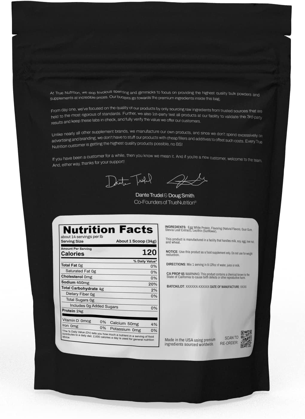 True Nutrition Egg White Protein Powder, French Vanilla, 1lb
