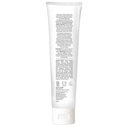 Desert Essence Activated Charcoal Toothpaste - Fluoride and Carrageenan Free - Brighter Teeth and Fresher Breath with Activated Coconut Shell Charcoal, Baking Soda, and Fresh Mint - 6.25 oz