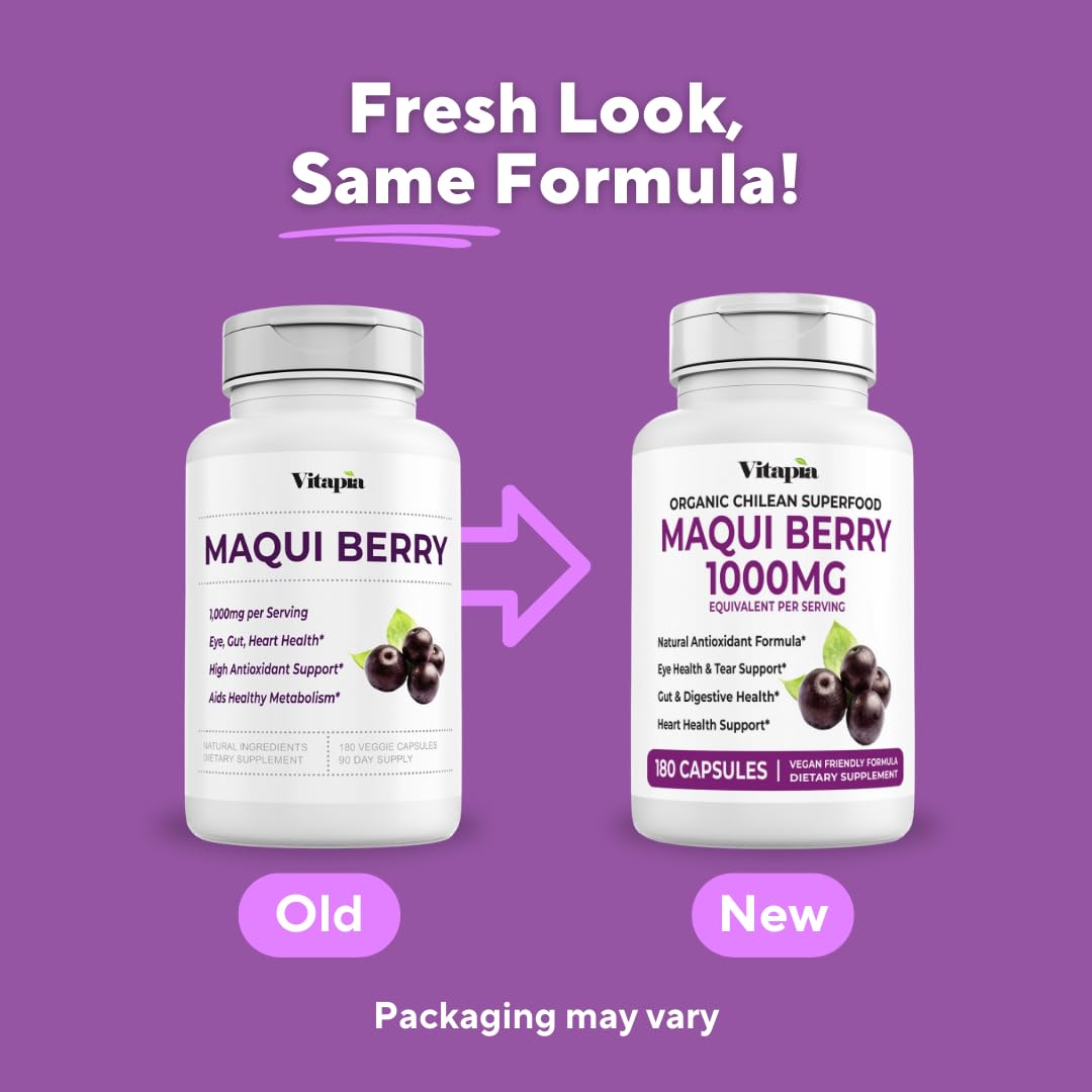Vitapia Maqui Berry 1000mg - Maqui Berry Powder Supplement - Vegan Friendly, Non-GMO and Gluten-Free - 120 Veggie Capsules