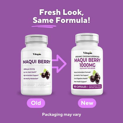 Vitapia Maqui Berry 1000mg - Maqui Berry Powder Supplement - Vegan Friendly, Non-GMO and Gluten-Free - 120 Veggie Capsules