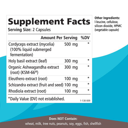 Adrenal Stability by Pure Essence - Adrenal Fatigue Supplement with Ashwagandha, Holy Basil, Supports Healthy Stress Response, Energy, Sleep (30 Caps)