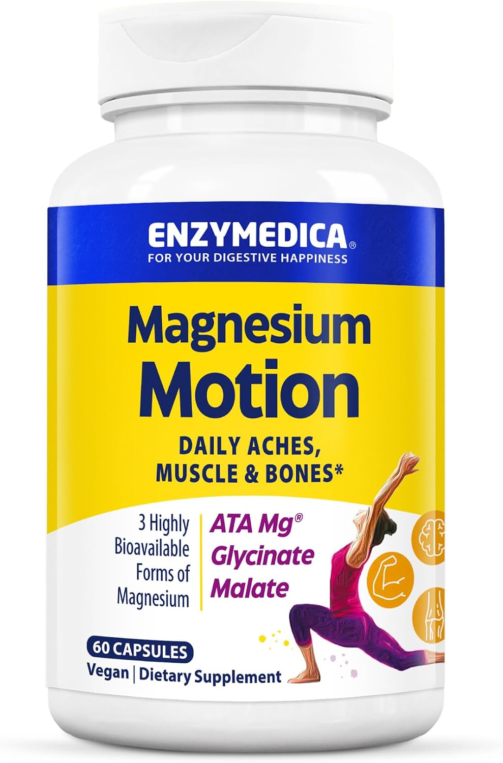Enzymedica Magnesium Motion Supplement for Women & Men - 60 Caps