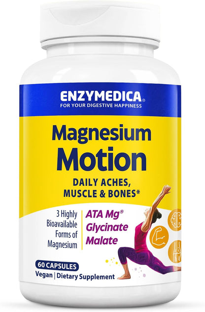 Enzymedica Magnesium Motion Supplement for Women & Men - 60 Caps