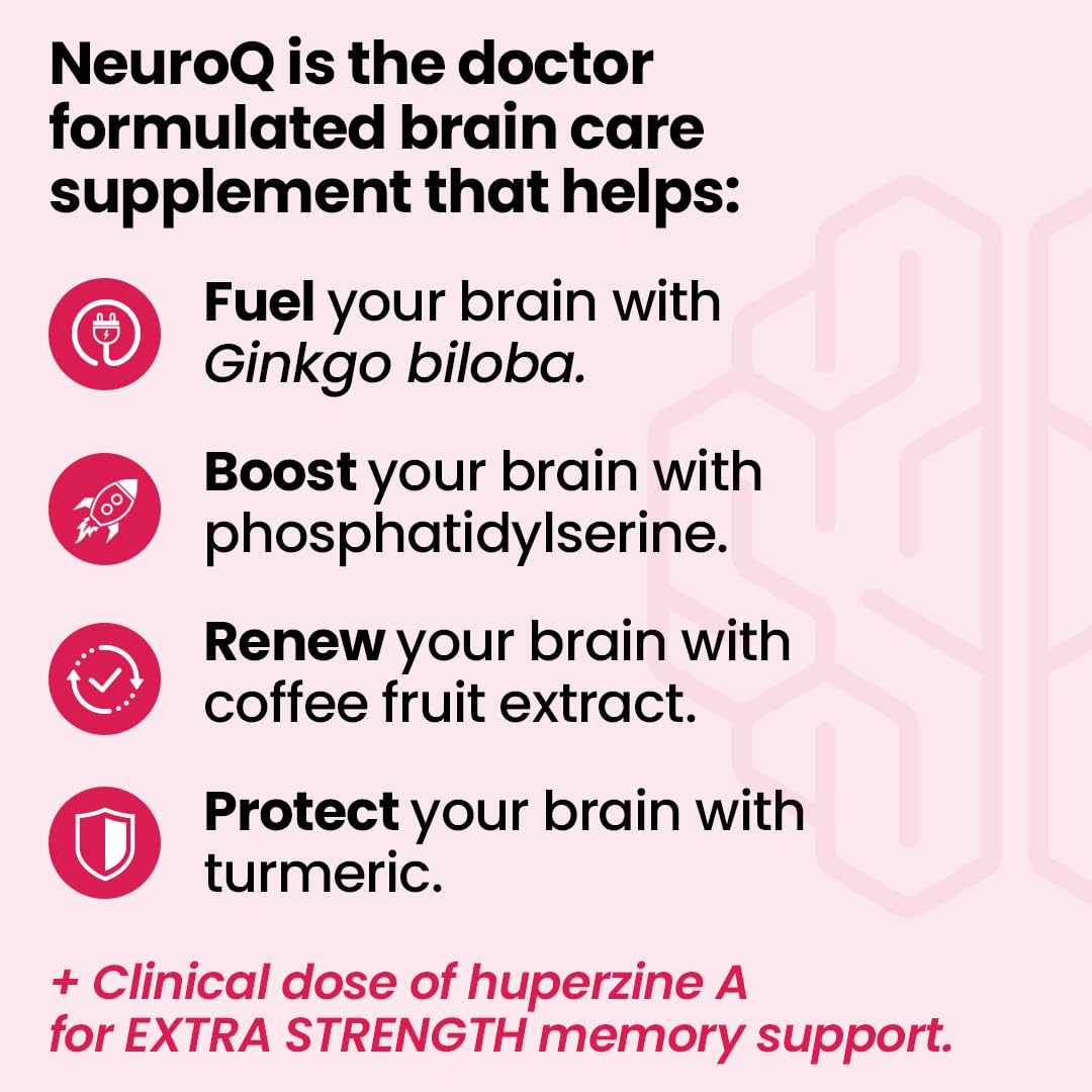 NeuroQ Memory & Focus | Formulated by Neurologist Dr. Dale Bredesen | Addresses All 4 Causes of Cognitive Decline | Ginkgo Biloba, Phosphatidylserine, Gotu Kola, Coffee Fruit, Turmeric & Propolis
