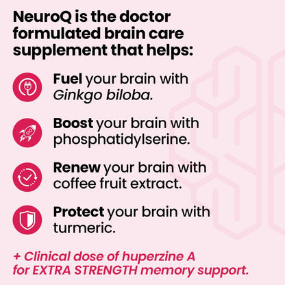 NeuroQ Memory & Focus | Formulated by Neurologist Dr. Dale Bredesen | Addresses All 4 Causes of Cognitive Decline | Ginkgo Biloba, Phosphatidylserine, Gotu Kola, Coffee Fruit, Turmeric & Propolis