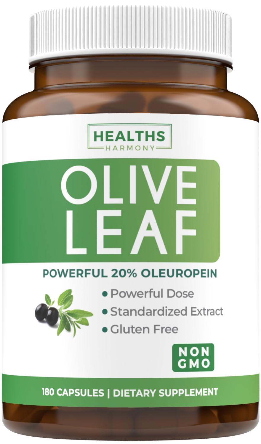 Super Strength Olive Leaf Extract Capsules - Vegan Non-GMO 750mg Olive Extract with 20% Oleuropein Antioxidant Supplement for Immunity Skin and Heart Health Support - Made in The USA (2 Month Supply)