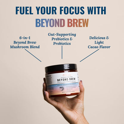 Live Conscious Beyond Brew - Coffee Alternative - Low Caffeine - Mushroom Complex w/Lion’s Mane, Reishi, Cordyceps & Chaga for Sustained Focus, Energy & Immunity - w/Prebiotics & Probiotics - 30