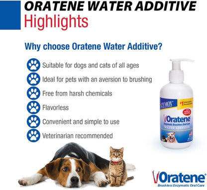 Pet King Brands ZYMOX Oratene Enzymatic Brushless Oral Care Water Additive, 8oz