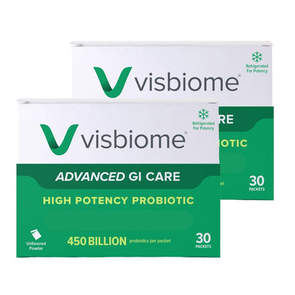 Visbiome® Advanced GI Care High Potency Probiotic, 450B CFU, 30 Packets | Original De Simone Formulation®, Multi-Strain, Refrigerated Probiotics, Low FODMAP Certified, Gluten-Free, Made in USA