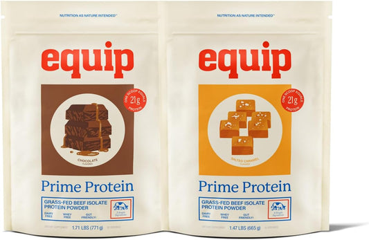 Equip Foods Prime Protein Powder Chocolate & Prime Protein Powder Salted Caramel