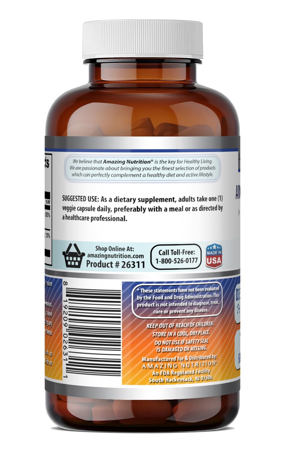 Amazing Formulas Vitamin D3 5000 IU with Vitamin K2 100 Mcg| 250 Veggie Capsules | D3 + K2 Complex | Non-GMO | Gluten Free | Made in USA