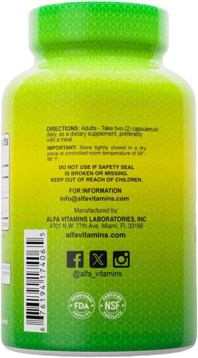 ALFA VITAMINS Saw Palmetto, Natural Supplement with Palmetto Extract & Berry Powder Blend, Supports Prostate & Urinary Health, Provides Vitamin Support for Hair Growth & Well-Being, 60 Capsules