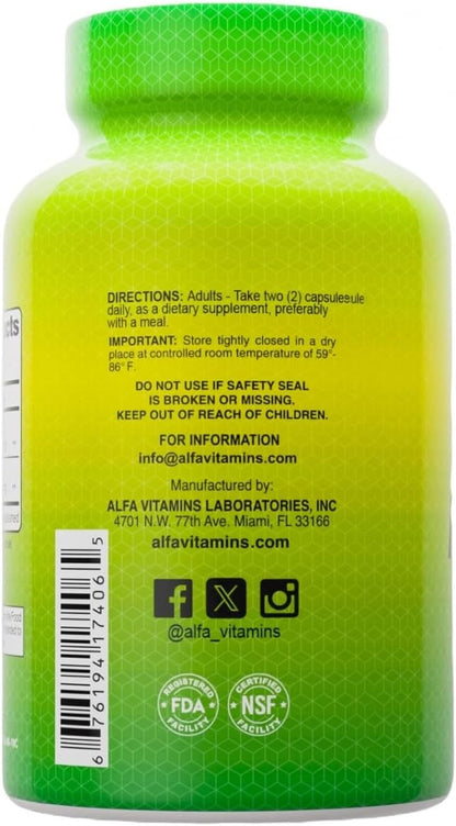 ALFA VITAMINS Saw Palmetto, Natural Supplement with Palmetto Extract & Berry Powder Blend, Supports Prostate & Urinary Health, Provides Vitamin Support for Hair Growth & Well-Being, 60 Capsules