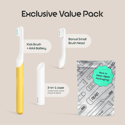 Quip Sonic Electric Toothbrush for Kids with Timer, Glow in the Dark Green
