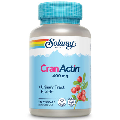 SOLARAY CranActin Cranberry Extract 400 mg - Cranberry Supplements for Women and Men - Bladder and Urinary Tract Health Support with Vitamin C - Vegan, 60-Day Guarantee, 120 Servings, 120 VegCaps