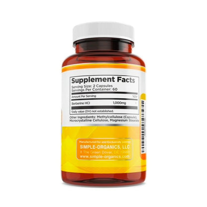Simple-Organics Berberine 500mg (1000mg Per Serving) for Supports Healthy Immune